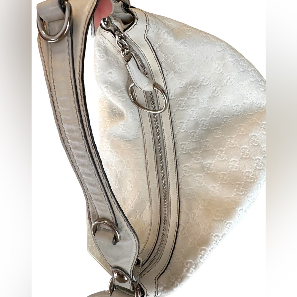 Sold 📌Gucci White Guccissima Leather Icon Bit Large Hobo Bag - Picture 7 of 11